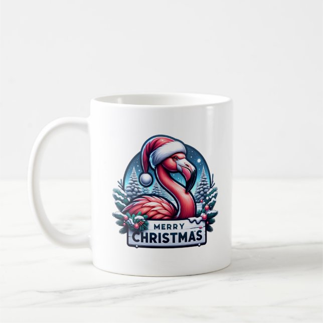 Kerst Flamingo Kaffemugg (Vänster)