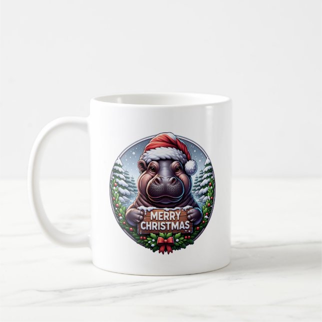 Kerst Nijlpaard Kaffemugg (Vänster)