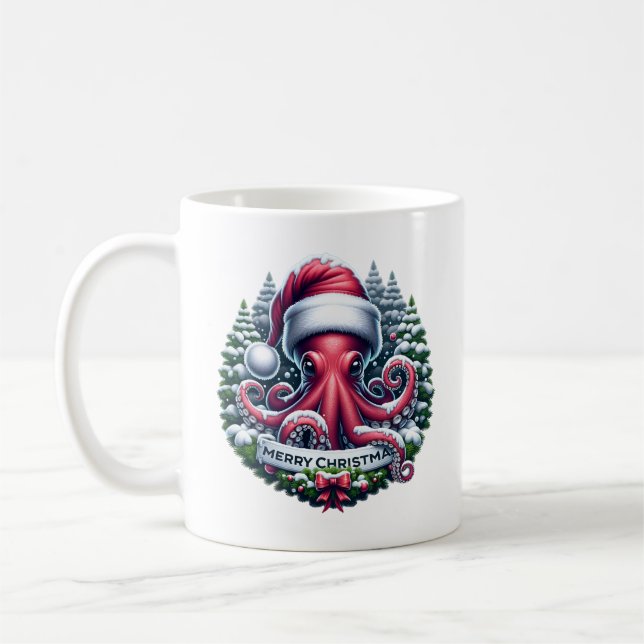 Kerst Octopus Kaffemugg (Vänster)