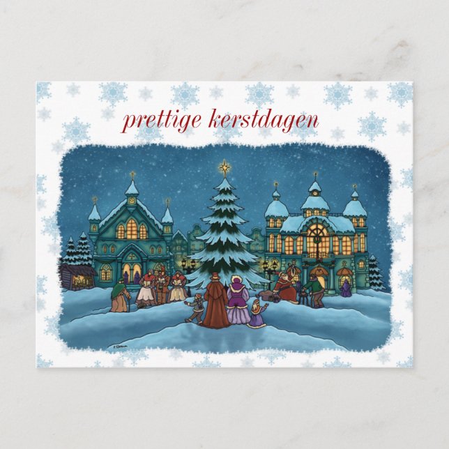 kerst stad postkaart met snyuorand nl vykort (Framsida)
