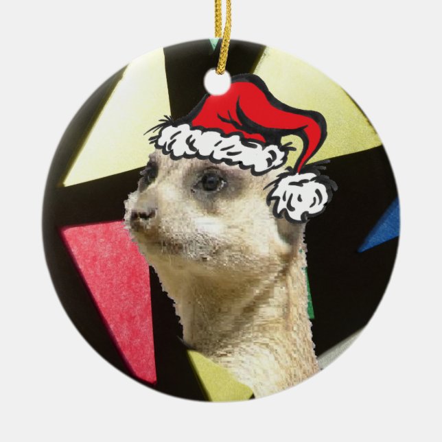 Kerst Stokstaartje Glas in Lood Cirkel Ornament (Framsidan)