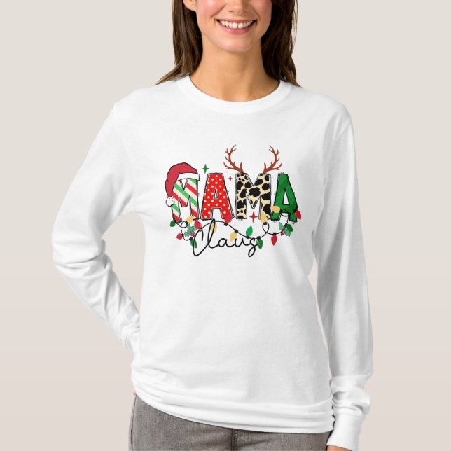 Kerst T-shirt met leuke tekst Mama Claus (Framsida)