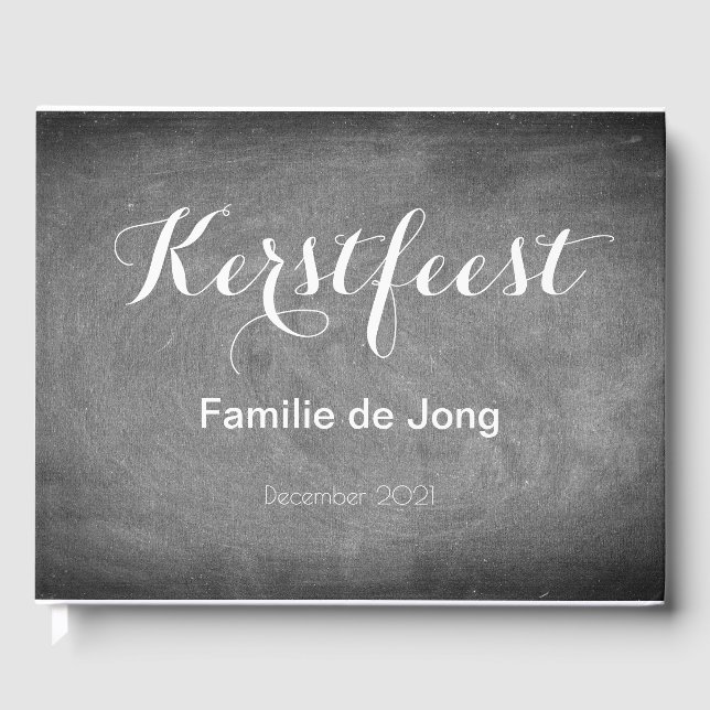 Kerstfeest Schoolbord Stijl Krijtjes Typography Gästböcker (Framsida)
