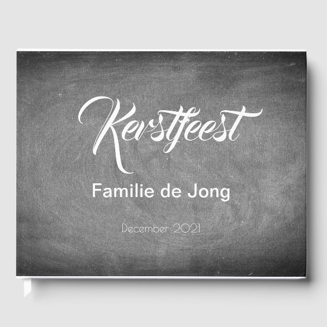 Kerstfest Schoolbord Stijl Krijtjes Typography Gästböcker (Framsida)