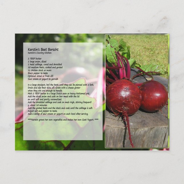 Kerstin's Beet Borscht Recipe Postcard Vykort (Framsida)