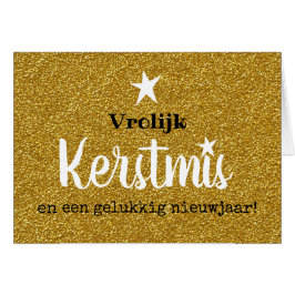 Kerstkaart glitter en glamour goud ster hälsningskort
