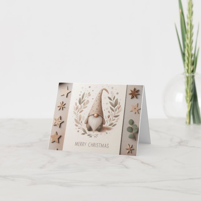 Kerstkaart kabouter helgkort (Framsida)