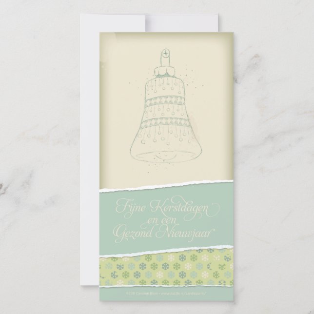 Kerstkaart mötte kerstklok 1 julkort (Framsida)