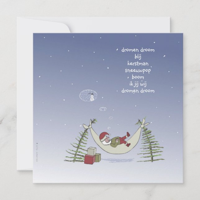 kerstman in hangmat kort (Framsida)