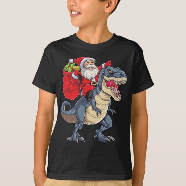 Kerstman op Dino T Shirt (Framsida)