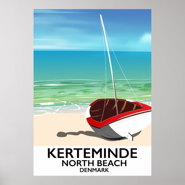 Kerteminde North Beach Danmark Travel-affisch Poster (Framsidan)