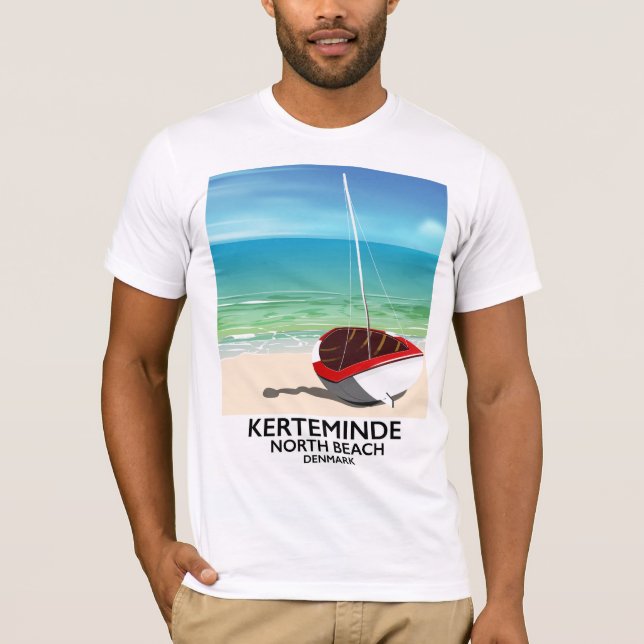 Kerteminde North Beach Danmark Travel-affisch Tee (Framsida)