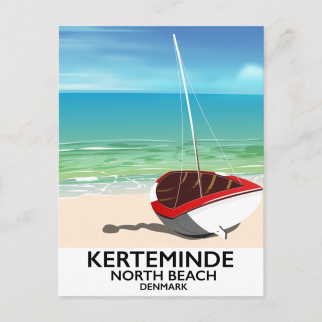 Kerteminde North Beach Danmark Travel-affisch Vykort (Framsida)