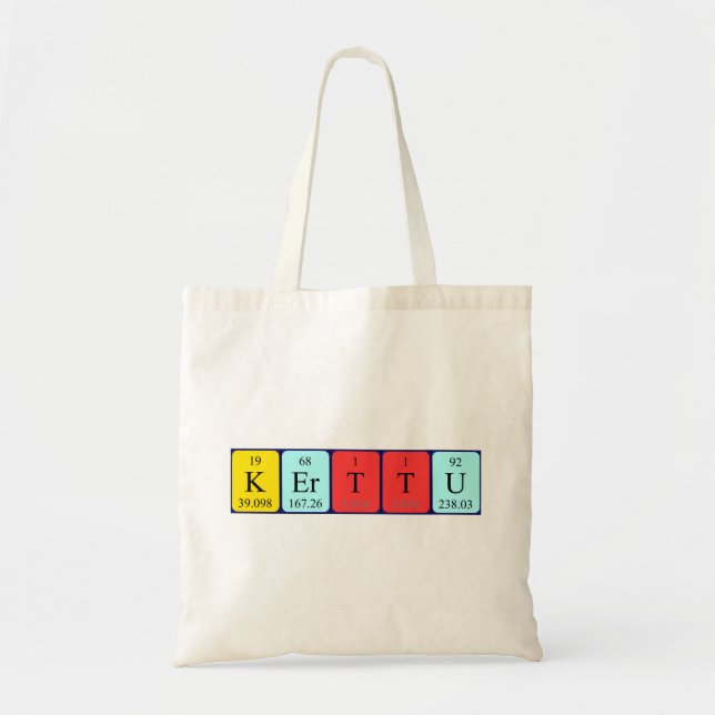 Kerttu periodisk bord namn tote bag tygkasse (Framsidan)