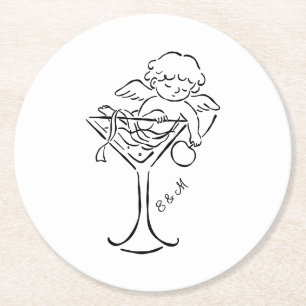 Kerub Cupid Cocktail Bröllop Förlovning Underlägg Papper Rund