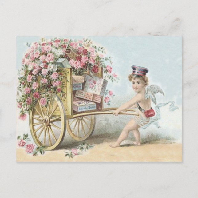 Kerub Cupid Postros Godisvagn Vykort (Framsida)