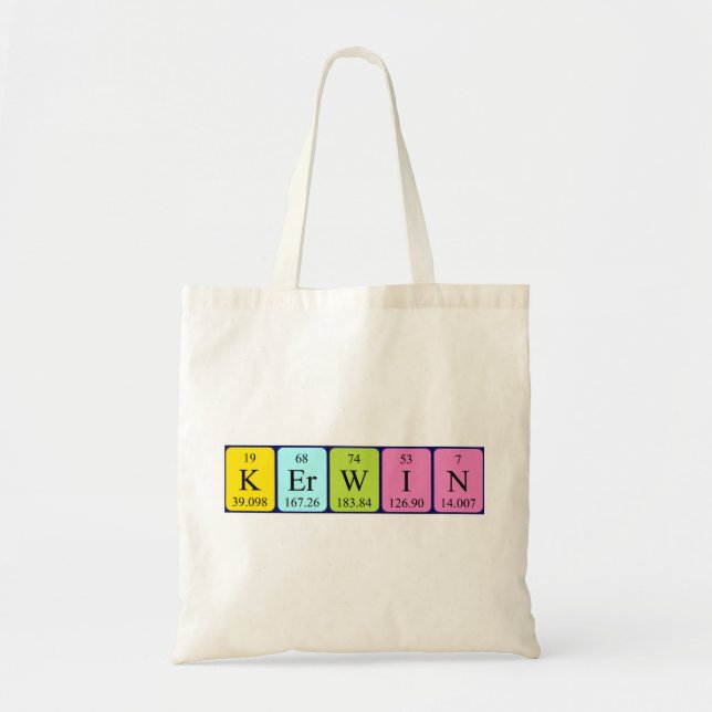 Kerwin periodisk bord namn tote bag tygkasse (Framsidan)