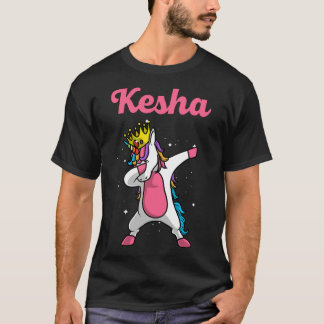 KESHA Namn Personlig Birthday Dabbing Unicorn Q T Shirt