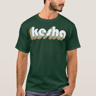 Kesha Retro Rainbow Typography Faded Stil T Shirt