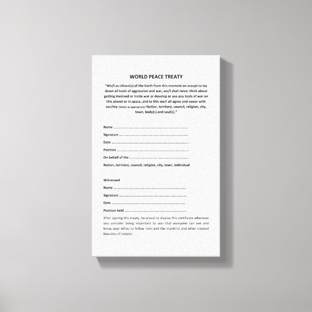 Keshe World Peace Treaty on Canvas (Framsida)