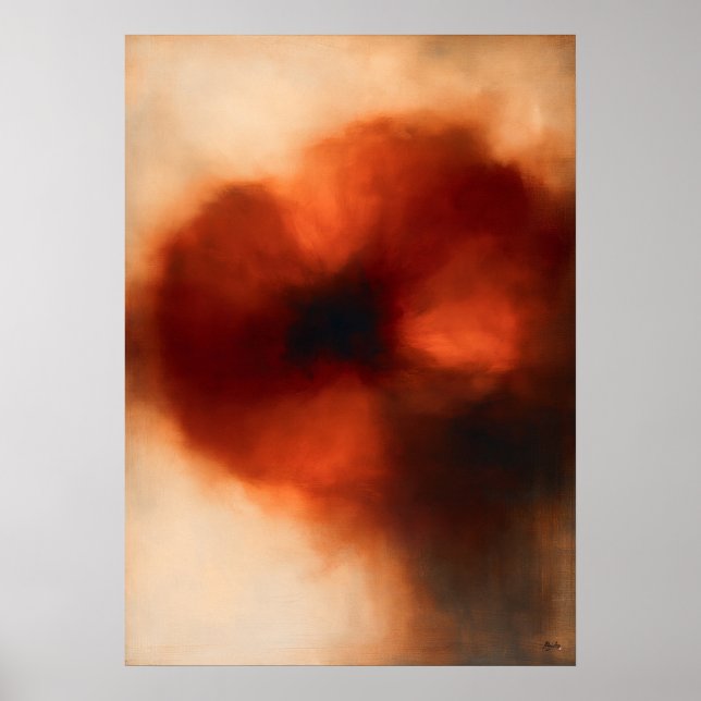 Keshi Vallmo Atmosfärisk Blommig Abstraktion Poster (Framsidan)