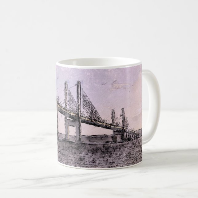 Kessock Bridge Inverness Konstnärlig akvarell Kaffemugg (Framsida höger)