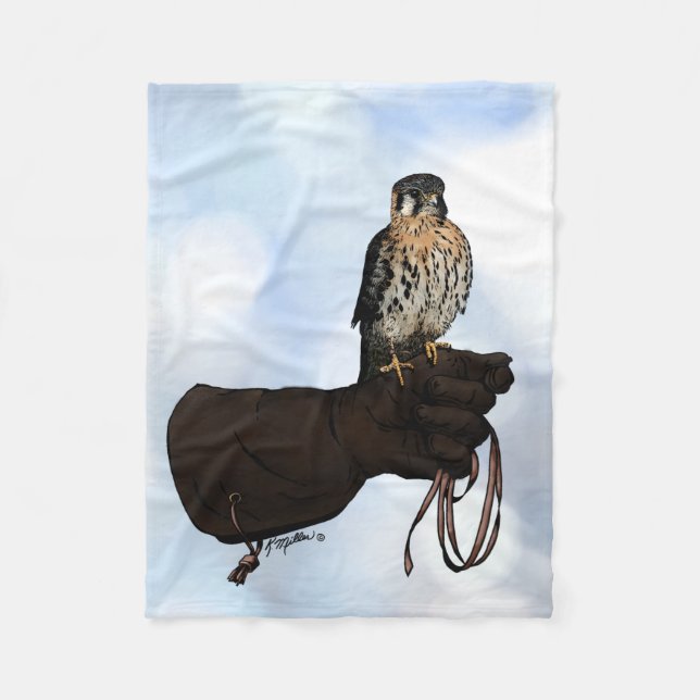 Kestrel på Glove Illustration Fleecefilt (Framsidan)
