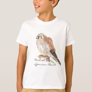 Kestrel Sparrow Hawk, Watercolor Bird Tee Shirt
