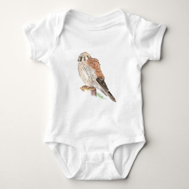 Kestrel Sparrow Hawk, Watercolor Bird Tee Shirt (Framsida)