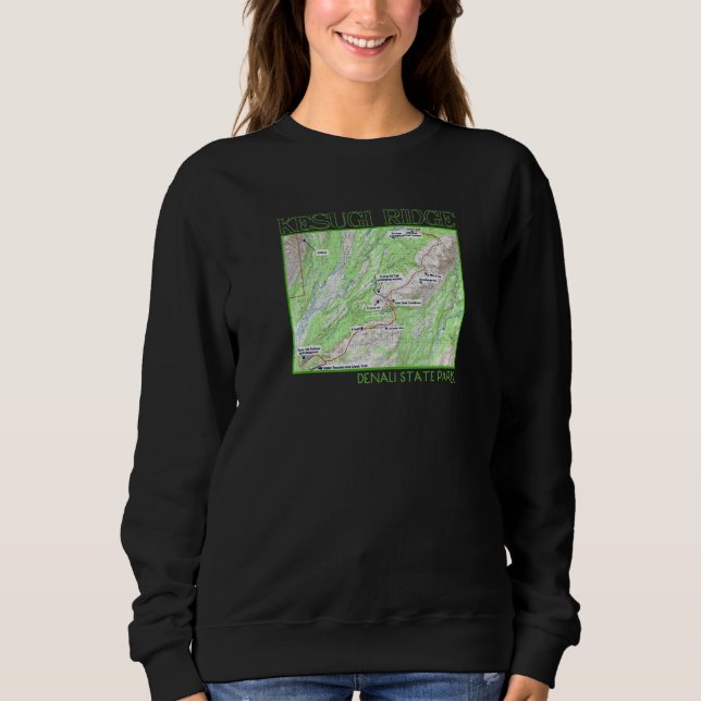Kesugi Ridge Hiking Map Denali State Park Alaska S T Shirt (Framsida)