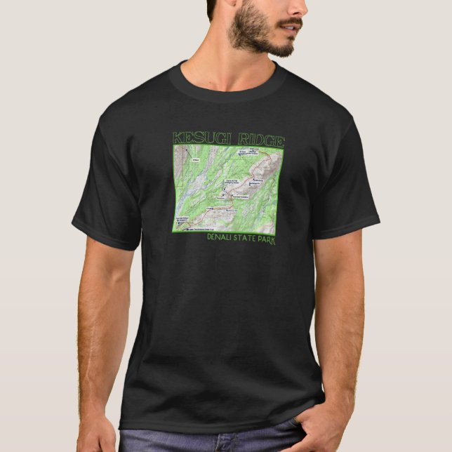 Kesugi Ridge Hiking Map Denali State Park Alaska S T Shirt (Framsida)