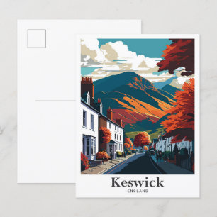 Keswick England Vintage resor Illustration Vykort