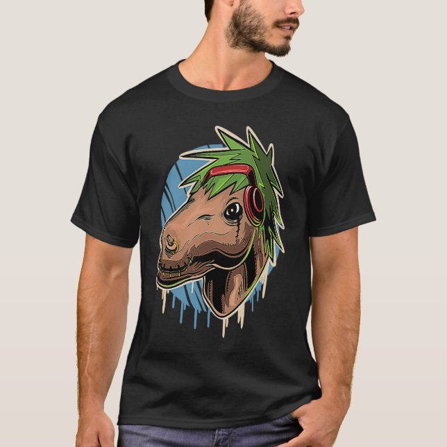 Keta Horse Techno Dj Ketamine Headphones T Shirt (Framsida)