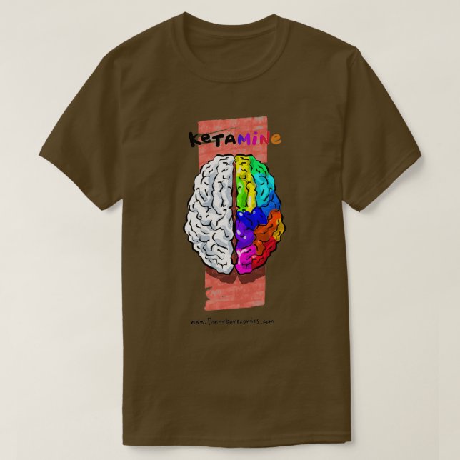 Ketamin Brain Funny Medicinska Tecknader T Shirt (Design framsida)