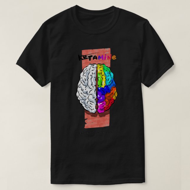 Ketamin Brain Funny Medicinska Tecknader T Shirt (Design framsida)