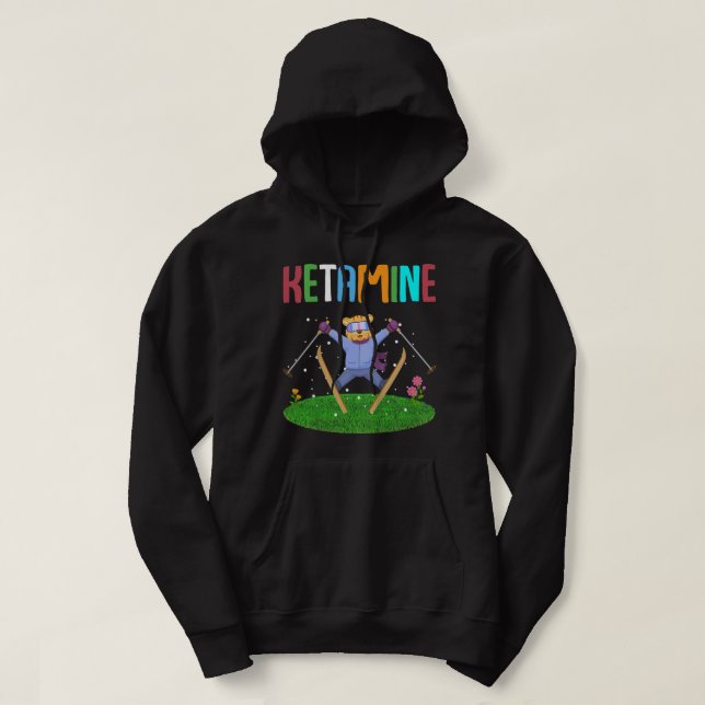 Ketamin Skiing Jumping Bear Hoodie (Design framsida)