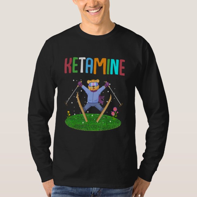 Ketamine Skiing Jumping Bear T Shirt (Framsida)