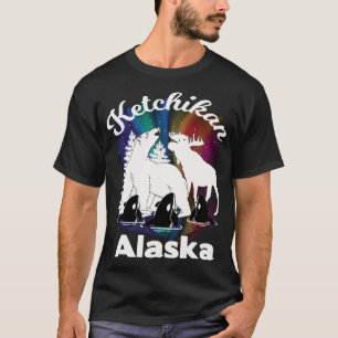 Ketchikan Alaska Aurora Borealis Bear Orca Moose S T Shirt