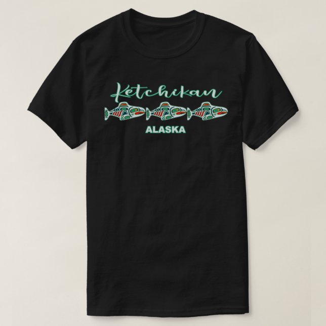 Ketchikan Alaska Native Art Salmon Fisheries Capit T Shirt (Design framsida)
