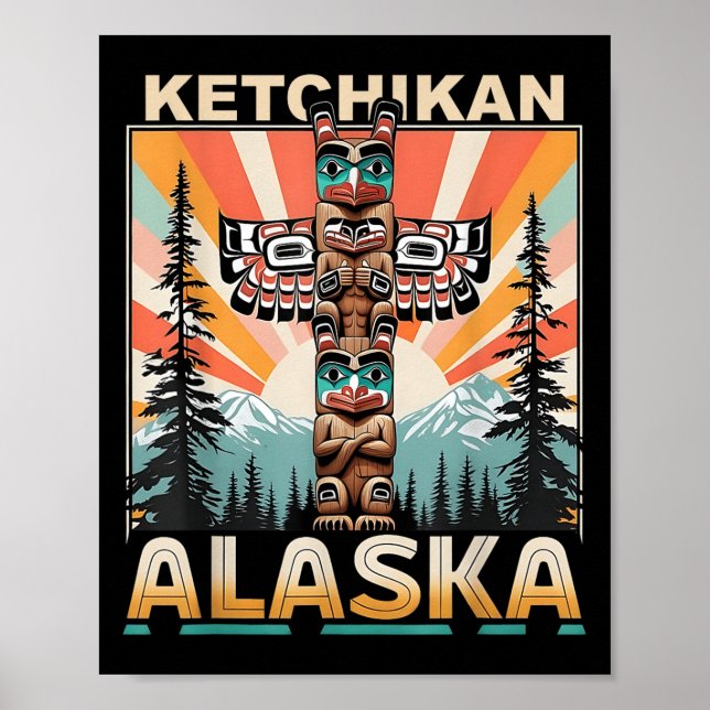 Ketchikan Alaska Native Indian Totem Le Poster (Framsidan)