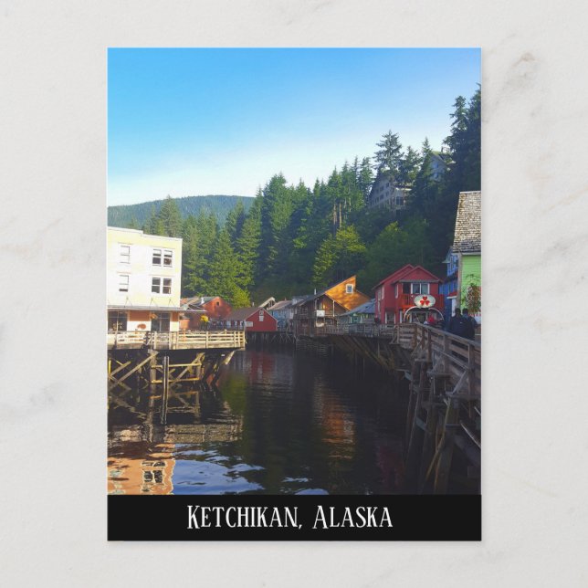 Ketchikan Alaska Stad Vatten Landskap Vykort (Framsida)