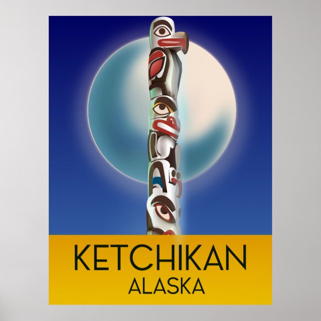Ketchikan Alaska Totempåle Resaaffisch Poster (Framsidan)