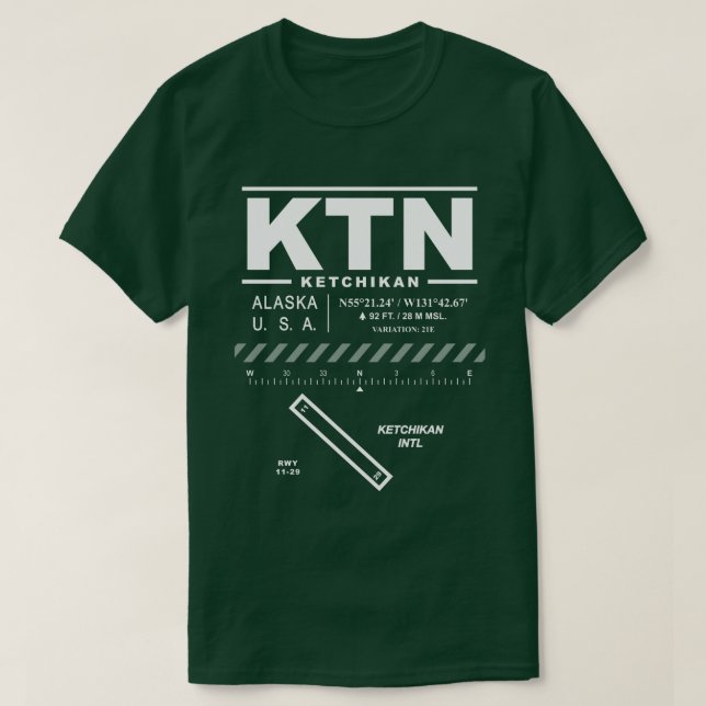 Ketchikan Internationell flygplats KTN T-Shirt (Design framsida)