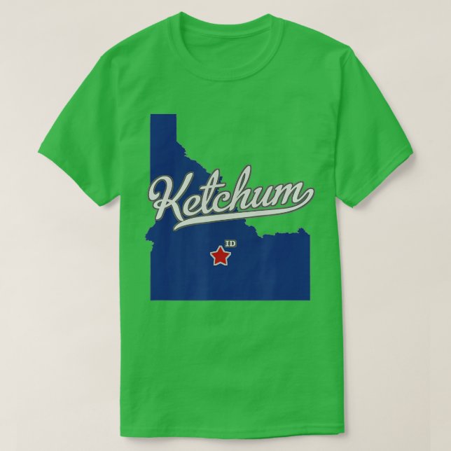 Ketchum Idaho ID Map  T Shirt (Design framsida)