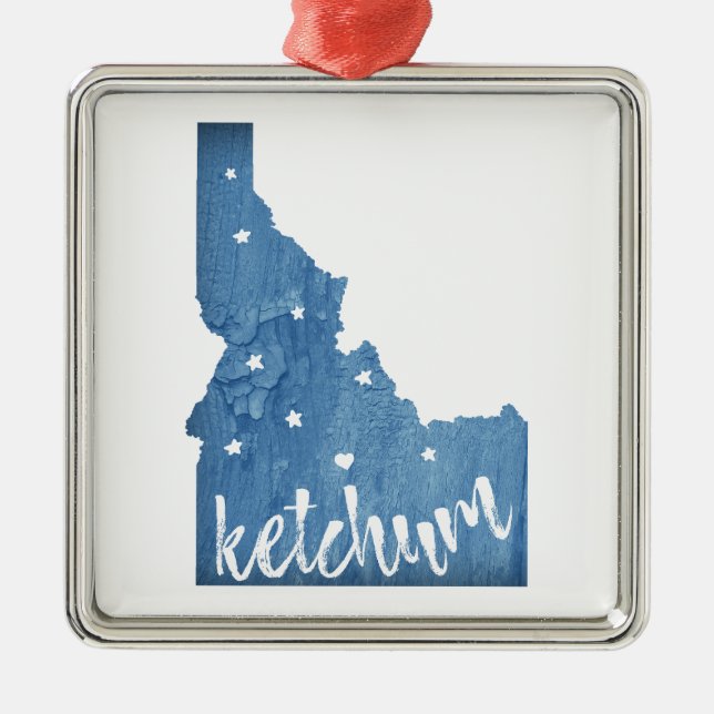 Ketchum Idaho Wood Grain Julgransprydnad Metall (Framsidan)