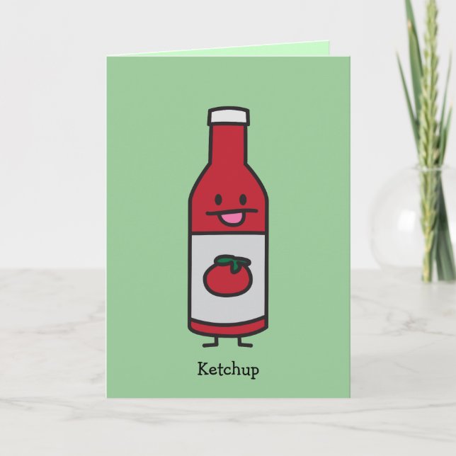Ketchup Flaska Tomato Sauce Bord, finare Tack Kort (Framsida)