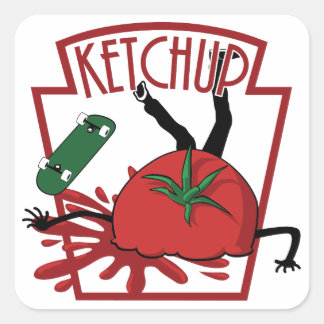KETCHUP. Funny sticker Fyrkantigt Klistermärke