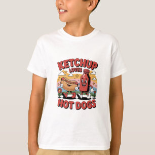 Ketchup Kärlek Hett Hundar - Lustigt Retro Tecknad T Shirt
