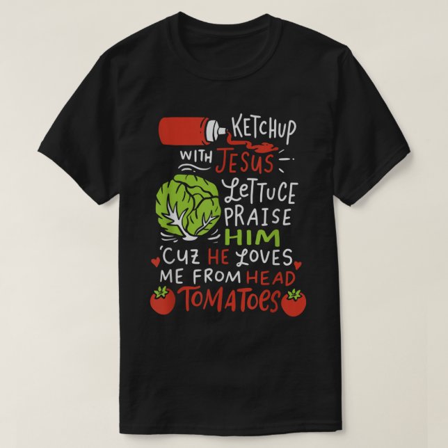Ketchup med Jesus I Vegan Jesus Kristus Christian T Shirt (Design framsida)