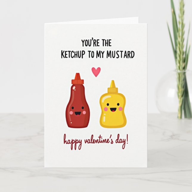 Ketchup Mustard Valentine Card Kort (Framsida)